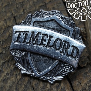 Timelord Class Badge - RPG Character Class Pin - Handcrafted Pewter Accessories by Doctor Gus - LARP Roleplaying Enamel Pin Badge Brooch