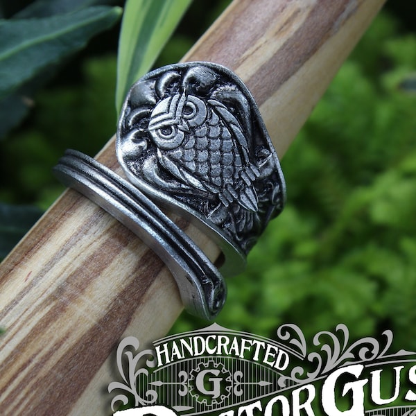 Owl Ring - Adjustable - Wrap Style - Handcrafted by Doctor Gus - Beautiful Antique Inspired Ring