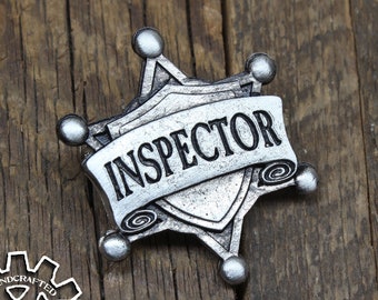 Inspector Badge - Cosplay Pin - Handcrafted Pewter Accessories by Doctor Gus - RPG LARP Roleplaying Enamel Pin Badge