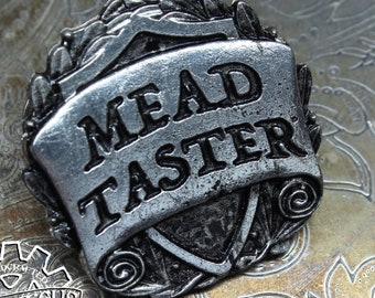 Mead Taster Badge - RPG Character Class Pin - Handcrafted Pewter Accessories by Doctor Gus - Gaming LARP SCA Roleplaying Enamel Pin Badge