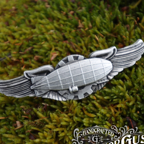 Airship Pilot Wings - Zeppelin Crew Wings - Large - Steampunk Pilot Wings - Doctor Gus Handcrafted Cosplay Accessories - Rank Insignia Blimp