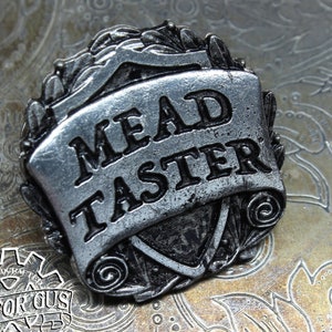 Mead Taster Badge - RPG Character Class Pin - Handcrafted Pewter Accessories by Doctor Gus - Gaming LARP SCA Roleplaying Enamel Pin Badge