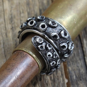 Tentacle Ring - Handmade Pewter - Octopus Tentacle Ring - Squid Tentacle Ring - Adjustable - Cthulhu Inspired Steampunk Cephalopod Doctorgus