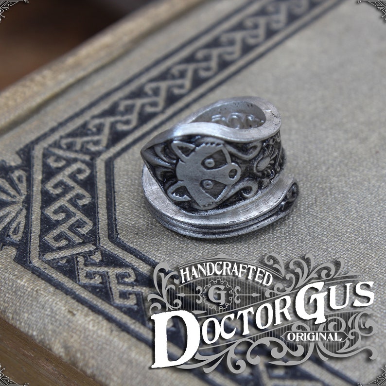 Raccoon Ring Adjustable Wrap Style Handcrafted by Doctor Gus Beautiful Antique Inspired Ring image 3