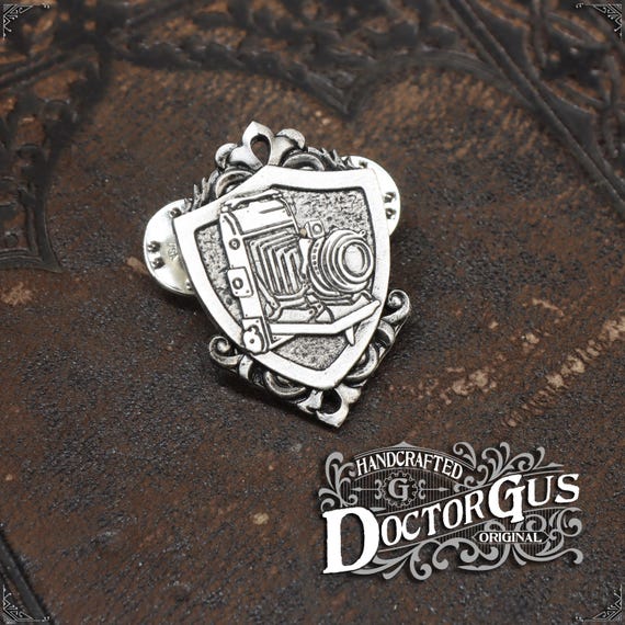 Photographer Skill Badge - LARP Cosplay Pin - Handcrafted Pewter Accessories by Doctor Gus Designs - Kilt Pin - RPG - SCA - Ren Faire