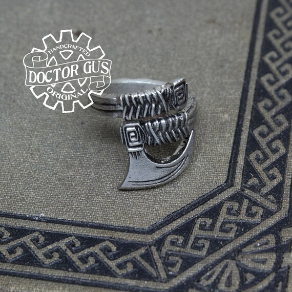 Viking Axe Ring - Handcrafted Pewter Ring - Medieval Battleaxe