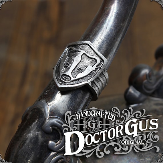 Badger Shield Ring Adjustable Handcrafted by Doctor Gus Unisex