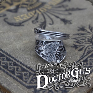 Luna Moth Ring Adjustable Wrap Style Handcrafted Pewter by Doctor Gus Beautiful Antique Inspired Insect Ring image 6