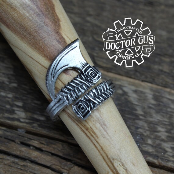 Viking Axe Ring - Handcrafted Pewter Ring - Medieval Battleaxe
