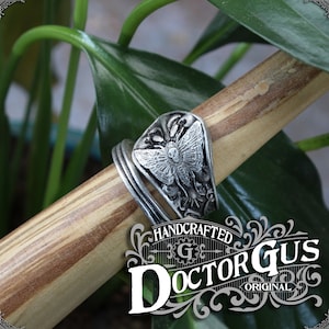 Death's-head Hawkmoth Ring Adjustable Wrap Style Handcrafted Pewter by Doctor Gus Beautiful Antique Inspired Insect Ring image 5