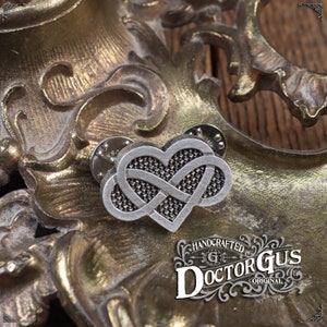 Polyamory Pin Poly Pride Infinity Heart Handcrafted Pewter Accessories Doctor Gus RPG LARP Kilt Pin Badge SCA image 3
