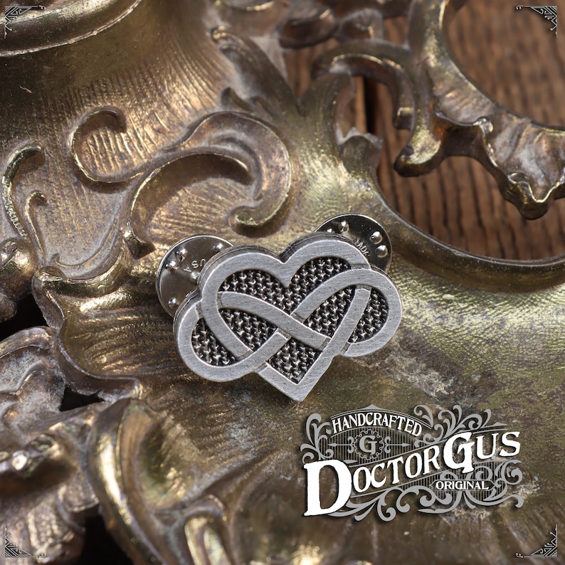 Polyamory Pin Poly Pride Infinity Heart Handcrafted Pewter Accessories Doctor Gus RPG LARP Kilt Pin Badge SCA image 3