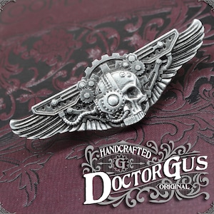 Machine God Pilot Wings - 3 Inch - Biomechanical Steampunk Pilot Wings - Doctor Gus Handcrafted Cosplay Accessories