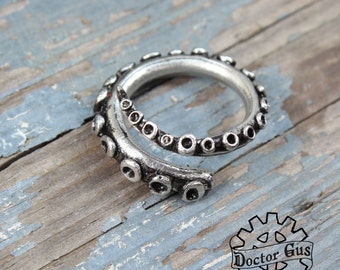 Tentacle Ring - Handcrafted in Pewter - Octopus Tentacle Ring - Squid Tentacle Ring - Adjustable - Steampunk Cephalopod Jewelry Doctor Gus