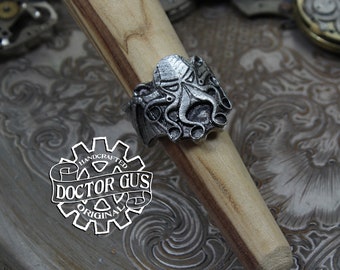Cthulhu Ring - Handcrafted Pewter Ring - Adjustable Men's Ring