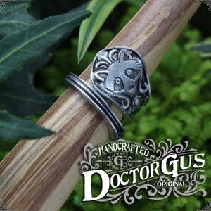 Raccoon Ring Adjustable Wrap Style Handcrafted by Doctor Gus Beautiful Antique Inspired Ring image 2