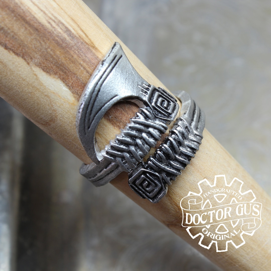 Viking Axe Ring - Handcrafted Pewter Ring - Medieval Battleaxe