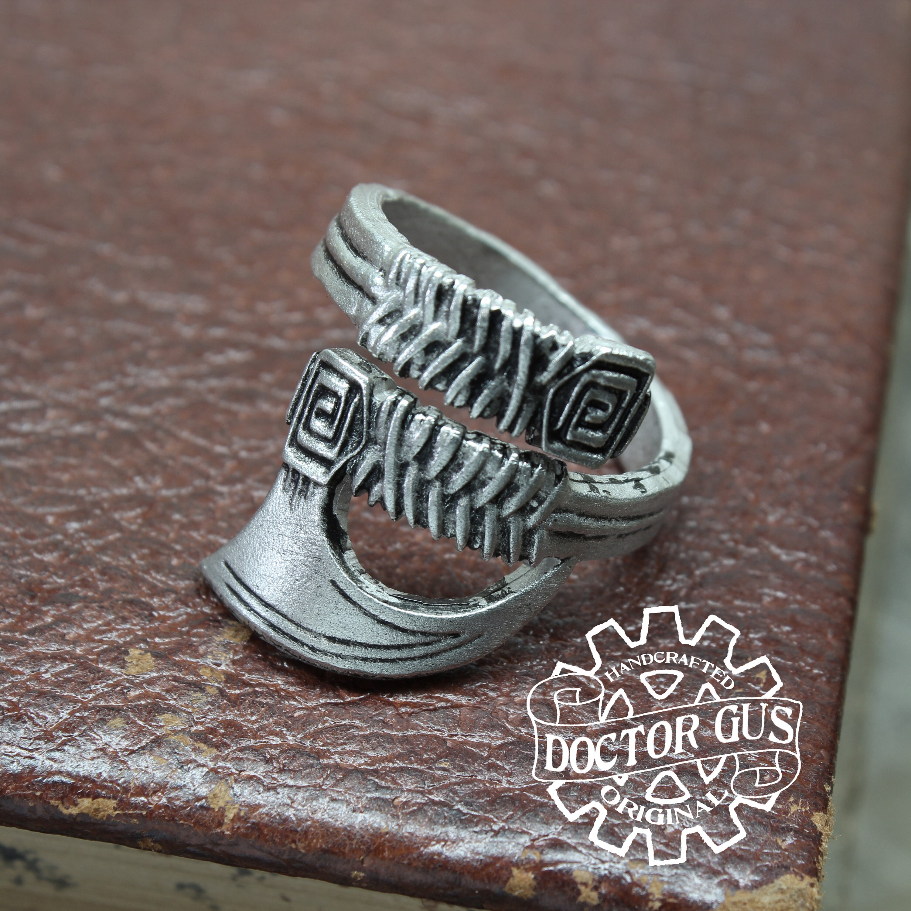 Viking Axe Ring - Handcrafted Pewter Ring - Medieval Battleaxe