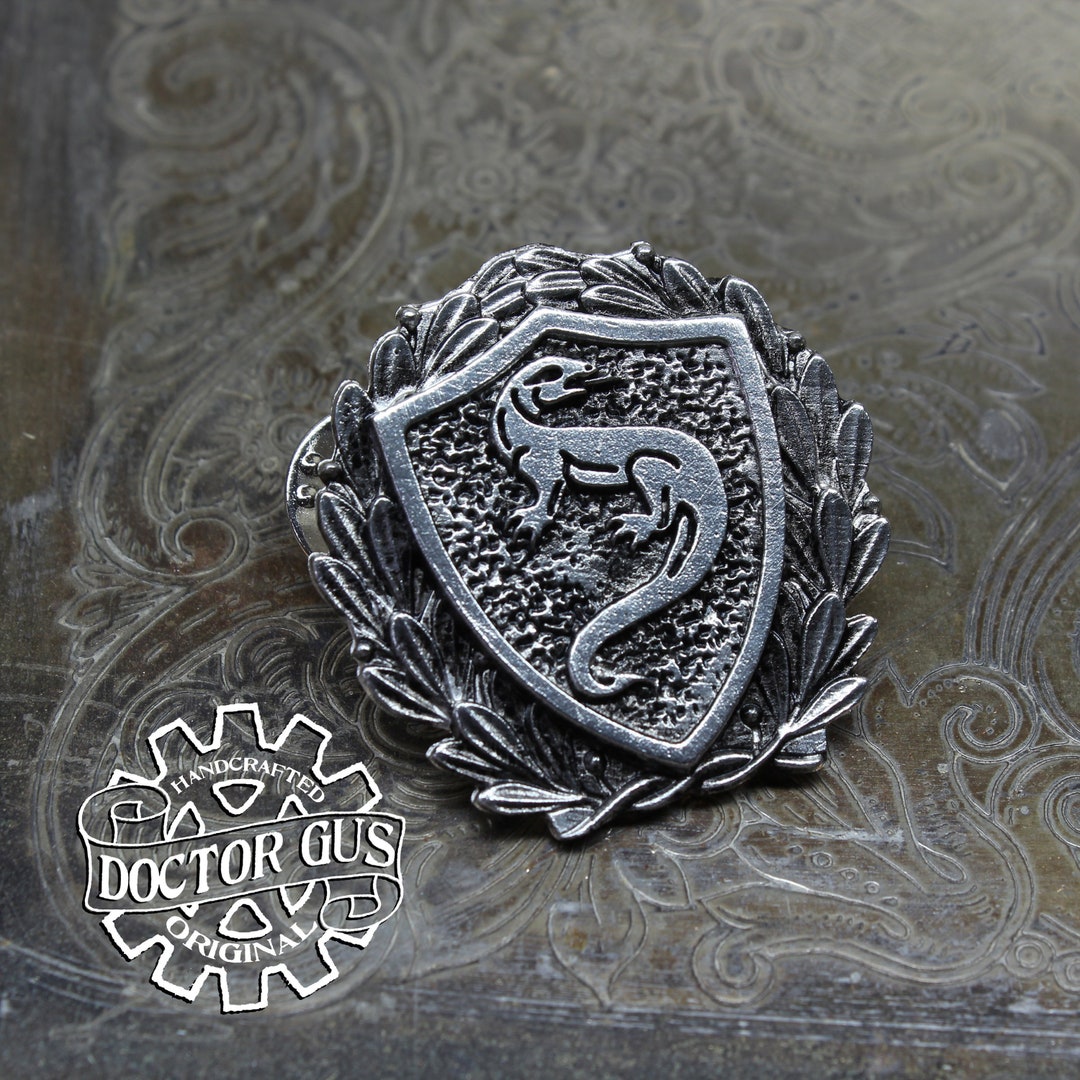 Salamander Heraldic Badge Heraldry Cosplay Pin Handcrafted Pewter Accessories by Doctor Gus RPG