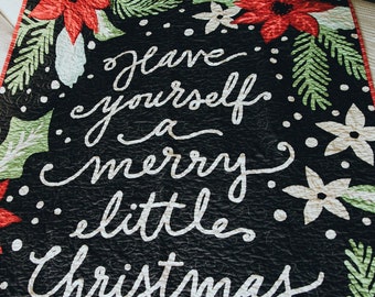 Modern Christmas Lap Quilt | "Have Yourself a Merry Little Christmas" Throw Quilt | Farmhouse Christmas Quilt | Rustic Christmas Sofa Quilt