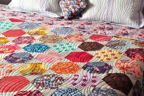 Moderne Patchwork Sechseck Benutzerdefinierte Quilt Coverlet Etsy