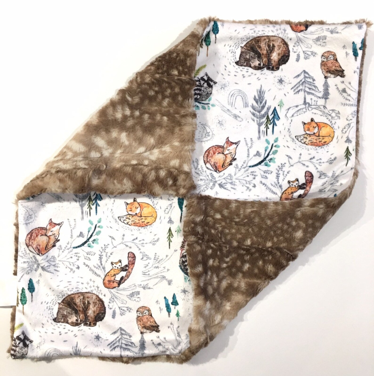 Lovey Woodland Minky Baby Blanket Woodland Animals Nursery Etsy