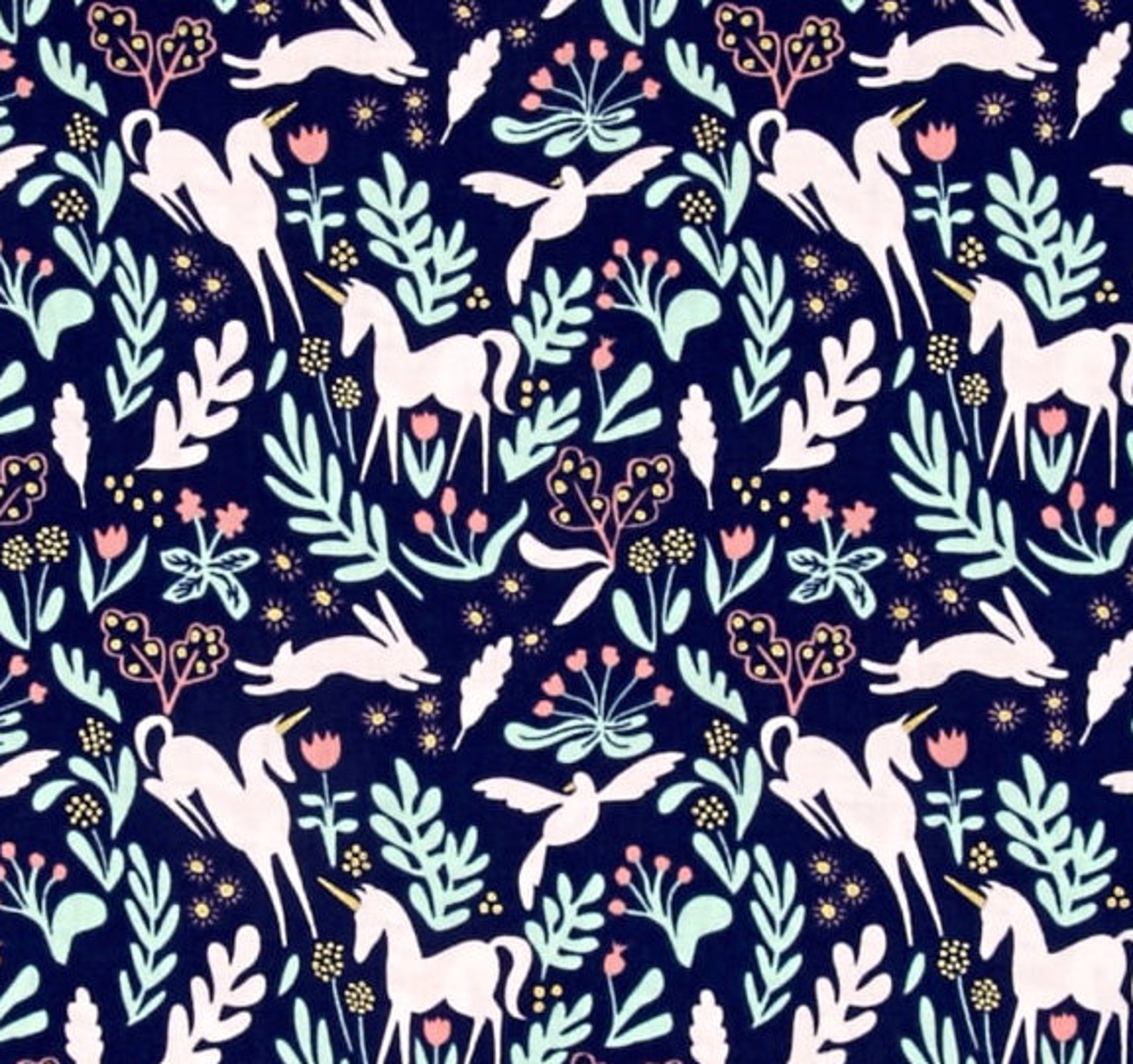 Unicorn Floral Pattern Print Quilt