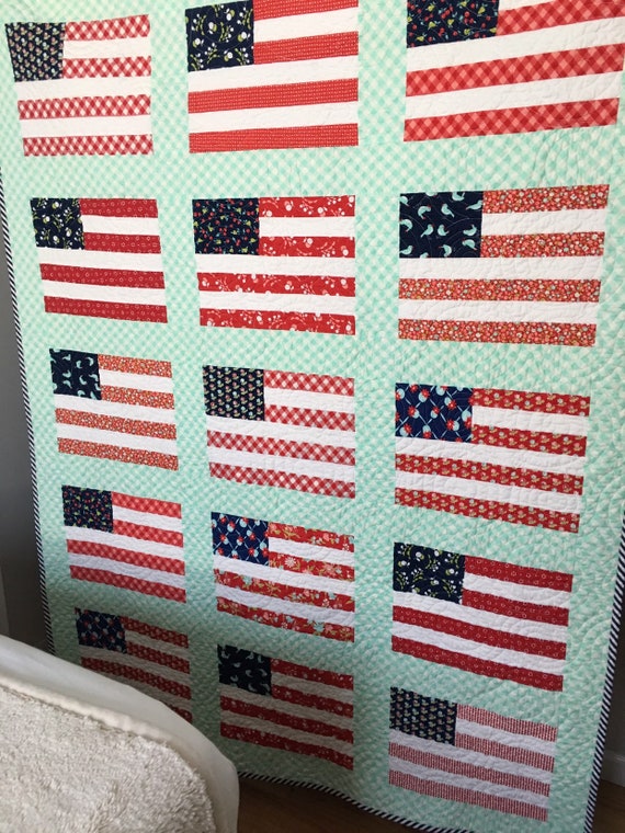 STARS AND STRIPES AMERICAN FLAG QUILT QUILTING PATTERN From Thimble Blossoms NEW