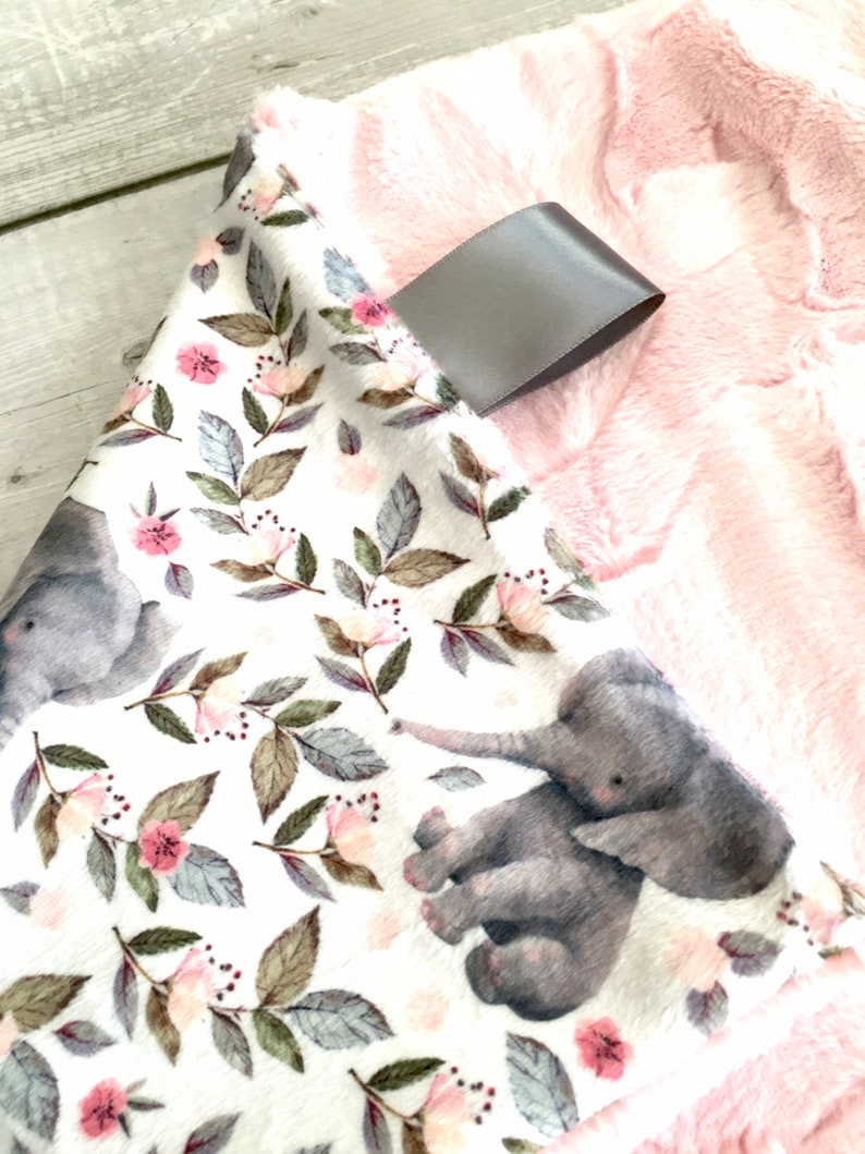 Lovey Elephant Baby Security Blanket. Minky Cuddle Lovey. Etsy