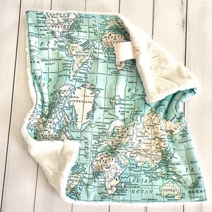 Lovey: World Map Baby Security Lovey, Gender Neutral Minky Cuddle Lovey, World Map Minky Lovey, Baby Lovey, Old World Map Snuggle Lovey