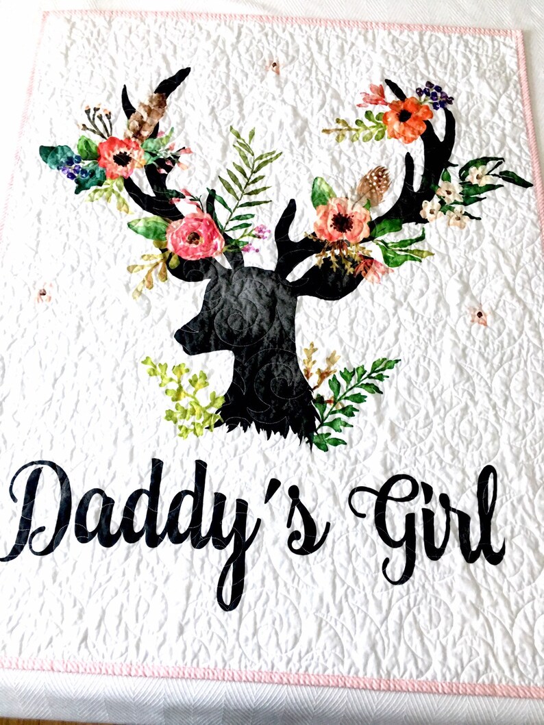 Fawn Deer Baby Quilt Deer Baby Blanket Daddy's Girl Etsy