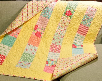 Retro Style Baby Quilt Girl Blanket 30's Style Baby Quilt One of a Kind Baby Quilt Crib Quilt One of a kind Girls Quilt  READY TO SHIP