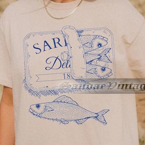 Sardine Vintage T Shirt, Mermaid Sardine Shirt La Dolce Vita TShirt Tinned Fish Shirt Amalfi, Sea Lover Gift Tee