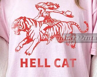 Cowgirl Hell Cat T Shirt,  Retro Cowgirl Western Shirt,  Cowgirl Tiger Shirt, Funny Trendy Shirt, Howdy T shirt