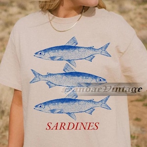 Comfort Colors Sardine Graphic Tee Mermaid Sardine Shirt La Dolce Vita TShirt Tinned Fish Shirt Amalfi Aesthetic Clothes Oversized