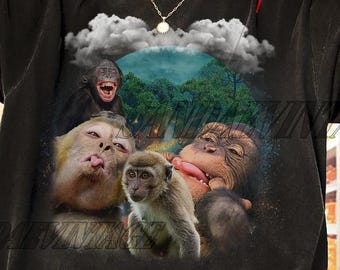 Camiseta de mono, camiseta con gráfico de animal vintage, camiseta divertida de mono, camiseta para amantes de los monos, regalo para amantes de los monos, camiseta con meme de mono, camiseta de mono,