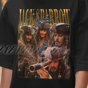 Captain Jack Sparrow Vintage Shirt, Jack Sparrow Homage Tshirt, Jack Sparrow Fan, Jack Sparrow Merch Gift, Jack Sparrow Retro 90&#39;s Tee