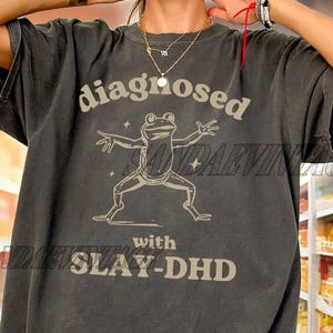 Diagnosed with Slay-DHD Frog Vintage T-Shirt, Retro Frog Shirt, Frog Lover Shirt, Stupid Vintage Shirt, Gift For Women and Man Unisex Shirt