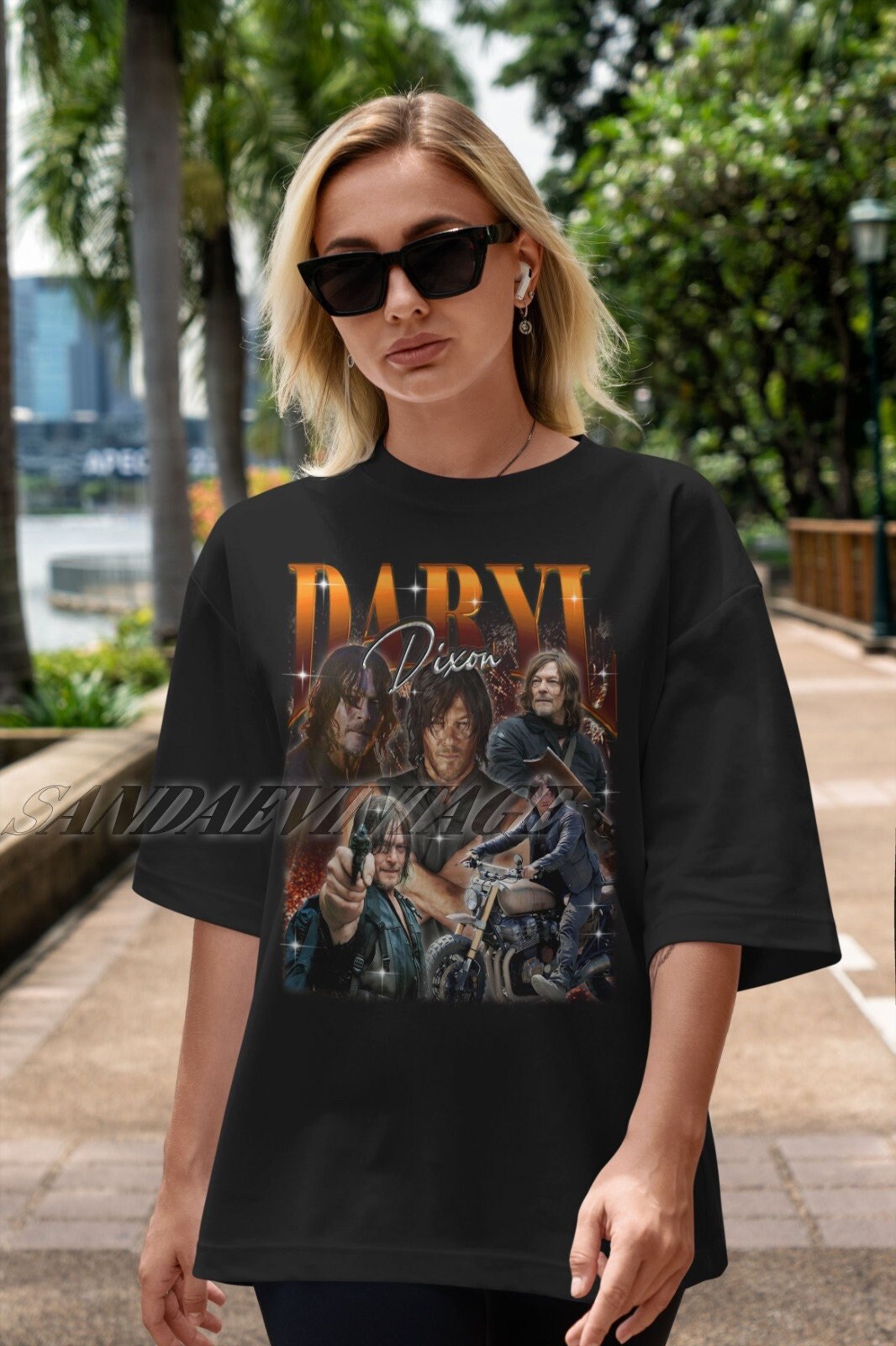 Limited Daryl Dixon Vintage T-Shirt, Daryl Dixon Rock Style Bootleg Tee, Daryl Dixon Fan Tees, Daryl Dixon Homage Tshirt, Daryl Dixon Merch