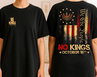 Camiseta "No Kings in America", camiseta anti-Trump, camisetas políticas, anti-Maga, camiseta "No Kings" da Crown, camisetas de protesto, camiseta "Nope Kings" #SV3672