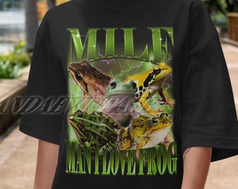 Limited Milf Man I Love Frog Vintage Graphic Shirt, Funny Frog Meme Shirt, Retro 90s Funny Frog Bootleg Rap Style Shirt, Frog Lover Gift