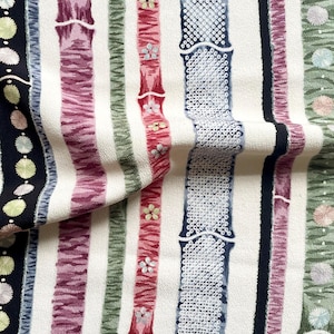 Vintage japanischer Kimonostoff | Seide, mehrfarbig, Take-Muster (Bambus), 60er-80er Jahre