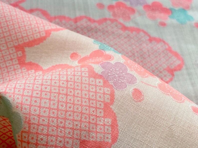 Japanese Vintage Kimono Fabric, Muslin, Juban, UME, Japanese Apricot