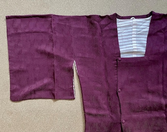 Japanese Vintage Silk Kimono | Michiyuki (Kimono coat), Purple | 90s
