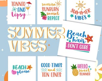 Summer Vibes Stitched Embroidery Designs bundle | pack | instant download