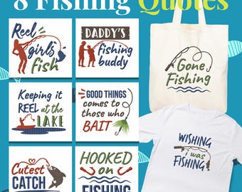 Fishing Quotes Stitched Embroidery Designs bundle | pack | instant download