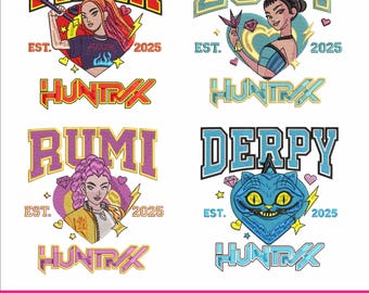 Embroidery design bundle , Huntrix Girls Embroidery, Huntrix Girls and Derpy Embroidery, Zoey Rumi Mira Embroidery, anime Machine Embroidery