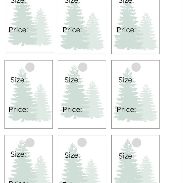 Digital download printable size & price tag for small businesses