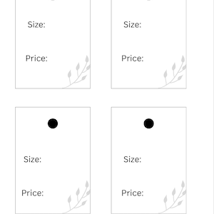 Printable download jumbo price tag w/size