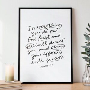 Proverbs 3:6 Print | Put God First | Bible Verse Wall Art | Christian Gift | Digital Print |  Room Decor